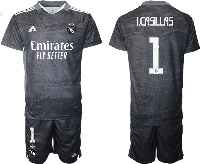 Men 2021-2022 Club Real Madrid black goalkeeper #1 Soccer Jerseys->real madrid jersey->Soccer Club Jersey